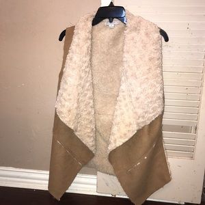 Faux fur and suede vest